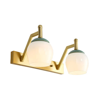 Elegant Bell Frosted Glass Shade Brass Vanity Light Zawala Image - 7
