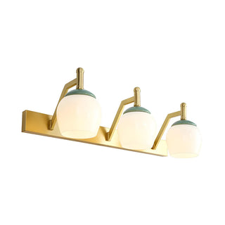 Elegant Bell Frosted Glass Shade Brass Vanity Light Zawala Image - 9