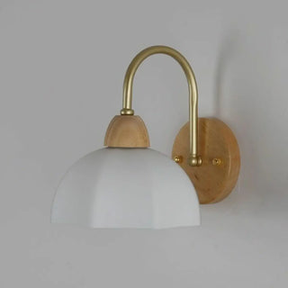 Flower Glass Shade Wood Color Bedroom Wall Sconces Zawala Image - 10