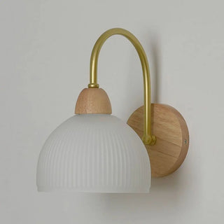 Flower Glass Shade Wood Color Bedroom Wall Sconces Zawala Image - 12