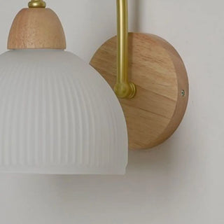 Flower Glass Shade Wood Color Bedroom Wall Sconces Zawala Image - 13