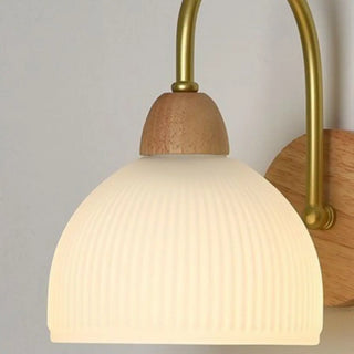 Flower Glass Shade Wood Color Bedroom Wall Sconces Zawala Image - 14