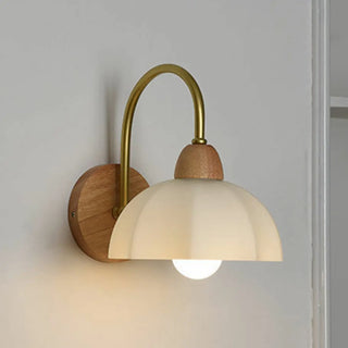 Flower Glass Shade Wood Color Bedroom Wall Sconces Zawala Image - 5