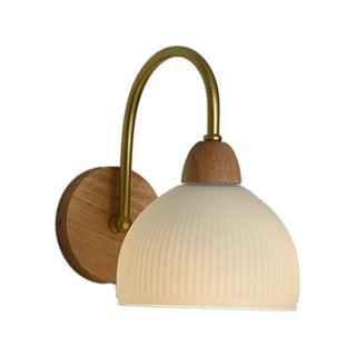 Flower Glass Shade Wood Color Bedroom Wall Sconces Zawala Image - 7