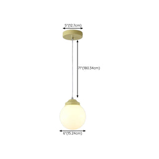 ZOWALA - Modern White Glass Dome Green Bedroom Pendant Light  Image - 22