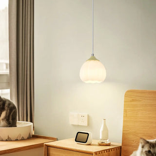 ZOWALA - Modern White Glass Dome Green Bedroom Pendant Light  Image - 3