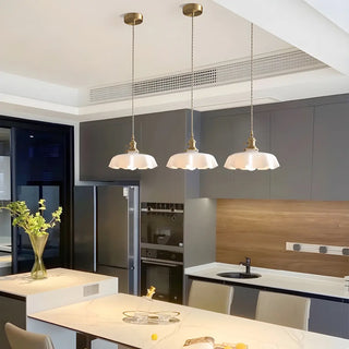 ZOWALA - Modern White Glass Flower Gold Pendant Light Image - 1