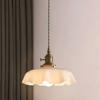 ZOWALA - Modern White Glass Flower Gold Pendant Light Image - 2