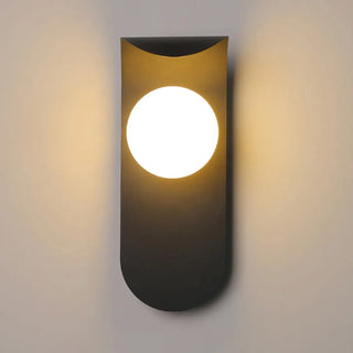 Modern Frosted Glass Globe Black Curved Wall Sconce Zawala Image - 13
