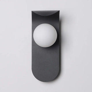 Modern Frosted Glass Globe Black Curved Wall Sconce Zawala Image - 14