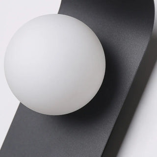 Modern Frosted Glass Globe Black Curved Wall Sconce Zawala Image - 17