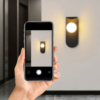 Modern Frosted Glass Globe Black Curved Wall Sconce Zawala Image - 18