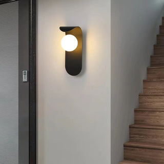 Modern Frosted Glass Globe Black Curved Wall Sconce Zawala Image - 19