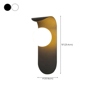 Modern Frosted Glass Globe Black Curved Wall Sconce Zawala #size