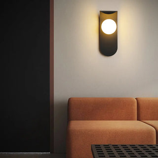 Modern Frosted Glass Globe Black Curved Wall Sconce Zawala Image - 3