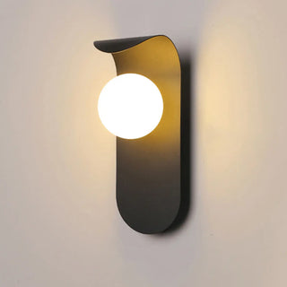 Modern Frosted Glass Globe Black Curved Wall Sconce Zawala Image - 7