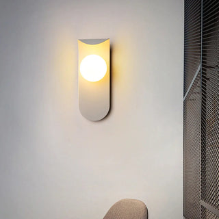Modern Frosted Glass Globe Black Curved Wall Sconce Zawala Image - 9