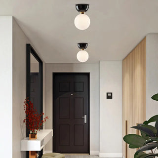 ZOWALA - Modern White Glass Globe Semi-Flush Mount Light Image - 1