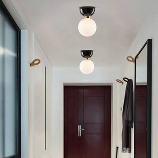 ZOWALA - Modern White Glass Globe Semi-Flush Mount Light Image - 2