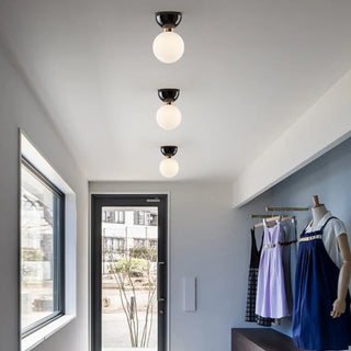 ZOWALA - Modern White Glass Globe Semi-Flush Mount Light Image - 4