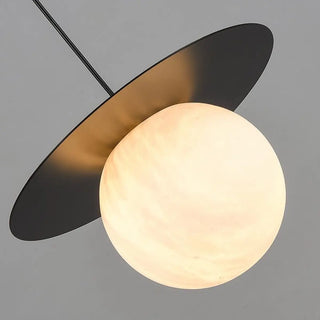Modern Bedroom White Globe Alabaster Pendant Light Zawala Image - 7