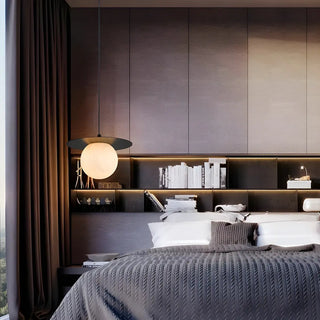 Modern Bedroom White Globe Alabaster Pendant Light Zawala Image - 8