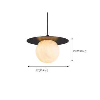 Modern Bedroom White Globe Alabaster Pendant Light Zawala #size