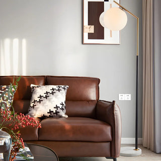 Modern White Globe Shade and Marble Base Floor Lamp Zawala Image - 1