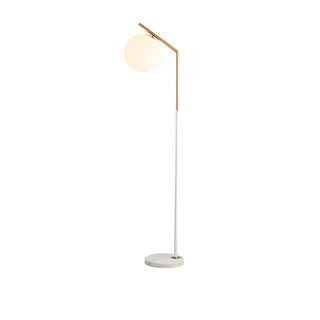 Modern White Globe Shade and Marble Base Floor Lamp Zawala Image - 15