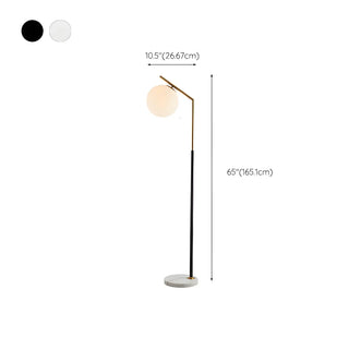 Modern White Globe Shade and Marble Base Floor Lamp Zawala #size