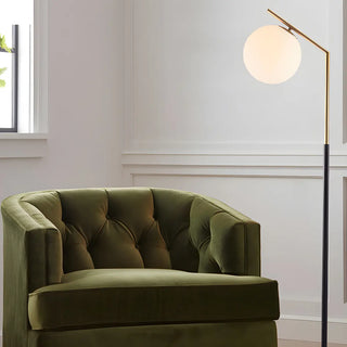 Modern White Globe Shade and Marble Base Floor Lamp Zawala Image - 2