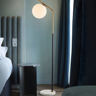 Modern White Globe Shade and Marble Base Floor Lamp Zawala Image - 5