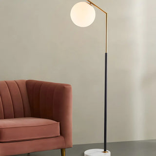 Modern White Globe Shade and Marble Base Floor Lamp Zawala Image - 6