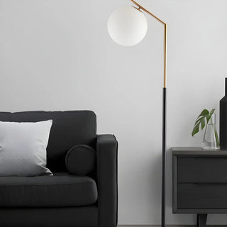 Modern White Globe Shade and Marble Base Floor Lamp Zawala Image - 7