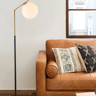Modern White Globe Shade and Marble Base Floor Lamp Zawala Image - 8