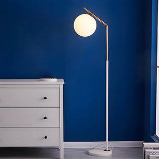 Modern White Globe Shade and Marble Base Floor Lamp Zawala Image - 9