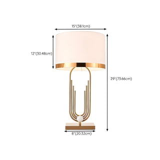 ZOWALA - Stylish White Drum Shade Geometric Metal Table Lamp #size