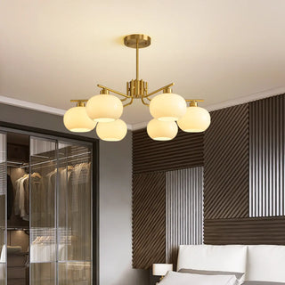 ZOWALA - Adjustable Height Modern White Glass Globe Chandelier Image - 1
