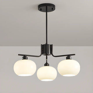 ZOWALA - Adjustable Height Modern White Glass Globe Chandelier Image - 13
