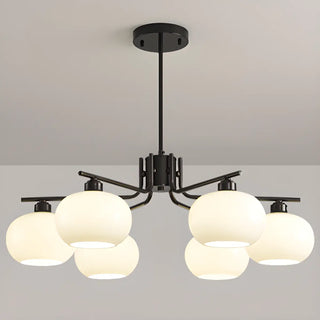 ZOWALA - Adjustable Height Modern White Glass Globe Chandelier Image - 15