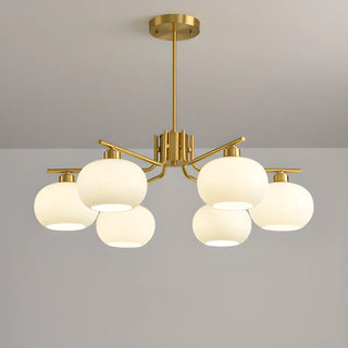 ZOWALA - Adjustable Height Modern White Glass Globe Chandelier Image - 16