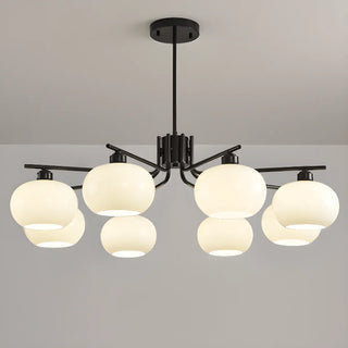ZOWALA - Adjustable Height Modern White Glass Globe Chandelier Image - 17