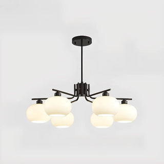 ZOWALA - Adjustable Height Modern White Glass Globe Chandelier Image - 19