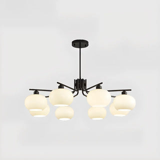 ZOWALA - Adjustable Height Modern White Glass Globe Chandelier Image - 20