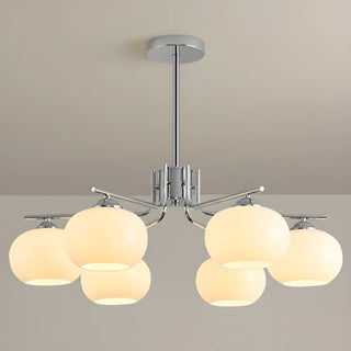 ZOWALA - Adjustable Height Modern White Glass Globe Chandelier Image - 25