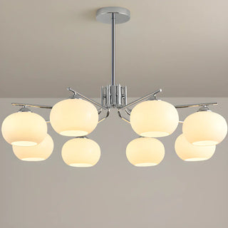 ZOWALA - Adjustable Height Modern White Glass Globe Chandelier Image - 26