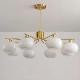 ZOWALA - Adjustable Height Modern White Glass Globe Chandelier Image - 27