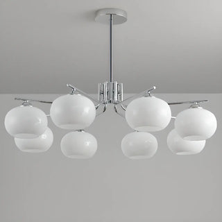 ZOWALA - Adjustable Height Modern White Glass Globe Chandelier Image - 28