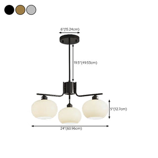 ZOWALA - Adjustable Height Modern White Glass Globe Chandelier #size