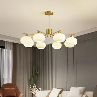 ZOWALA - Adjustable Height Modern White Glass Globe Chandelier Image - 3